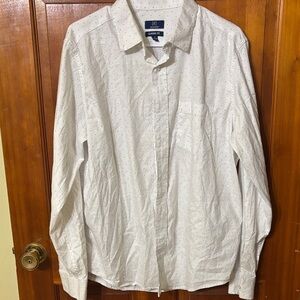 Men’s White Polka Dot Button-Up Shirt